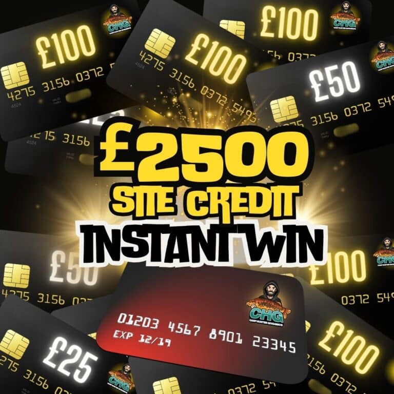 £2500 SITE CREDIT INSTANT WIN + END DRAW 2 WINNERS £100 SITE CREDIT ...